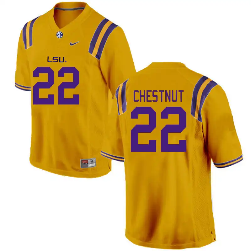 Men's LSU Tigers Duce Chestnut #22 Gold NCAA Football Jersey